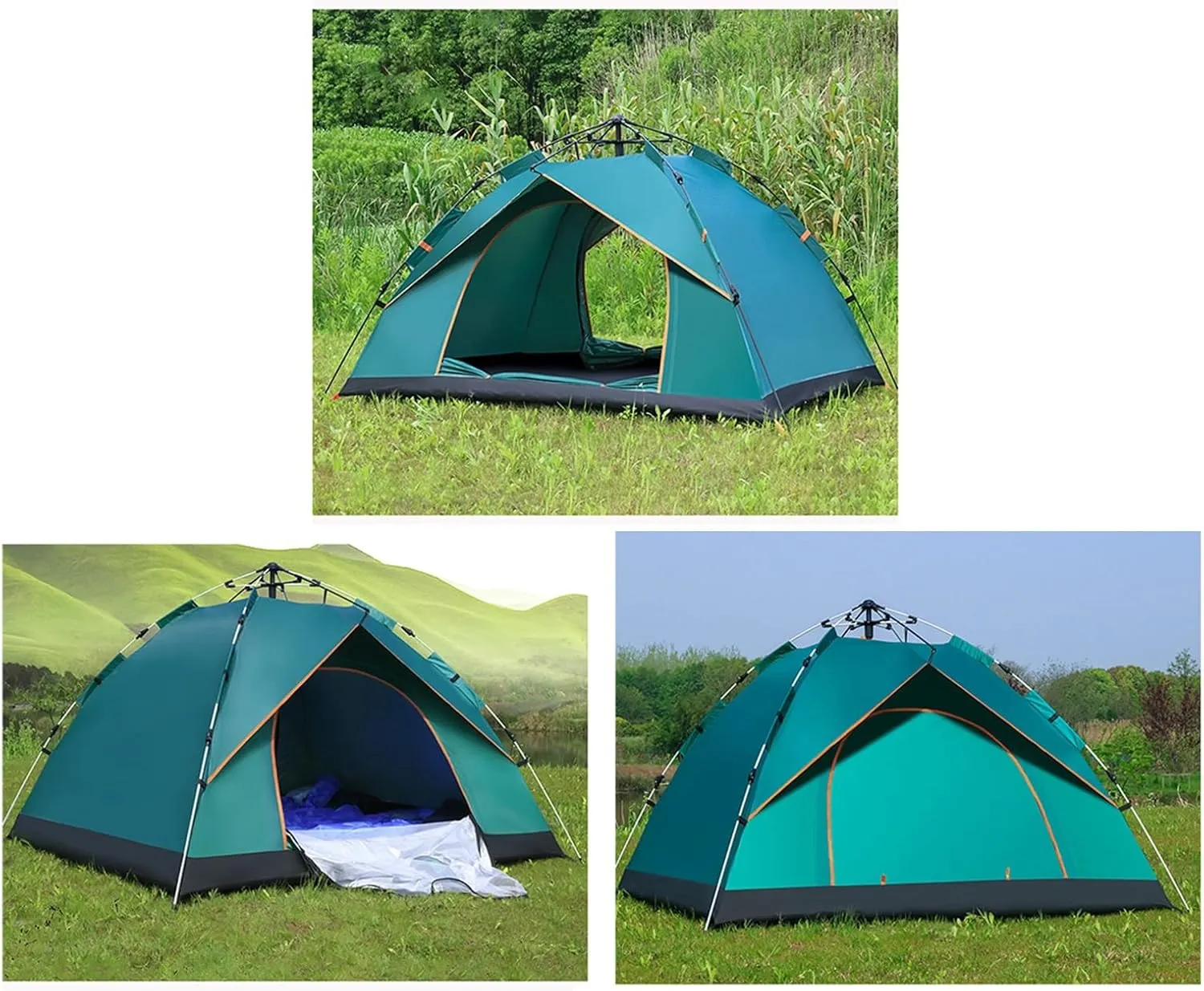 Camping Tent 2-3/3-4 Person Outdoor Dome Tent Automatic Instant Easy Pop Up Tent Beach Camping Folding Tent with Carry Bag Blocks Wind & Rain Easy Set Up