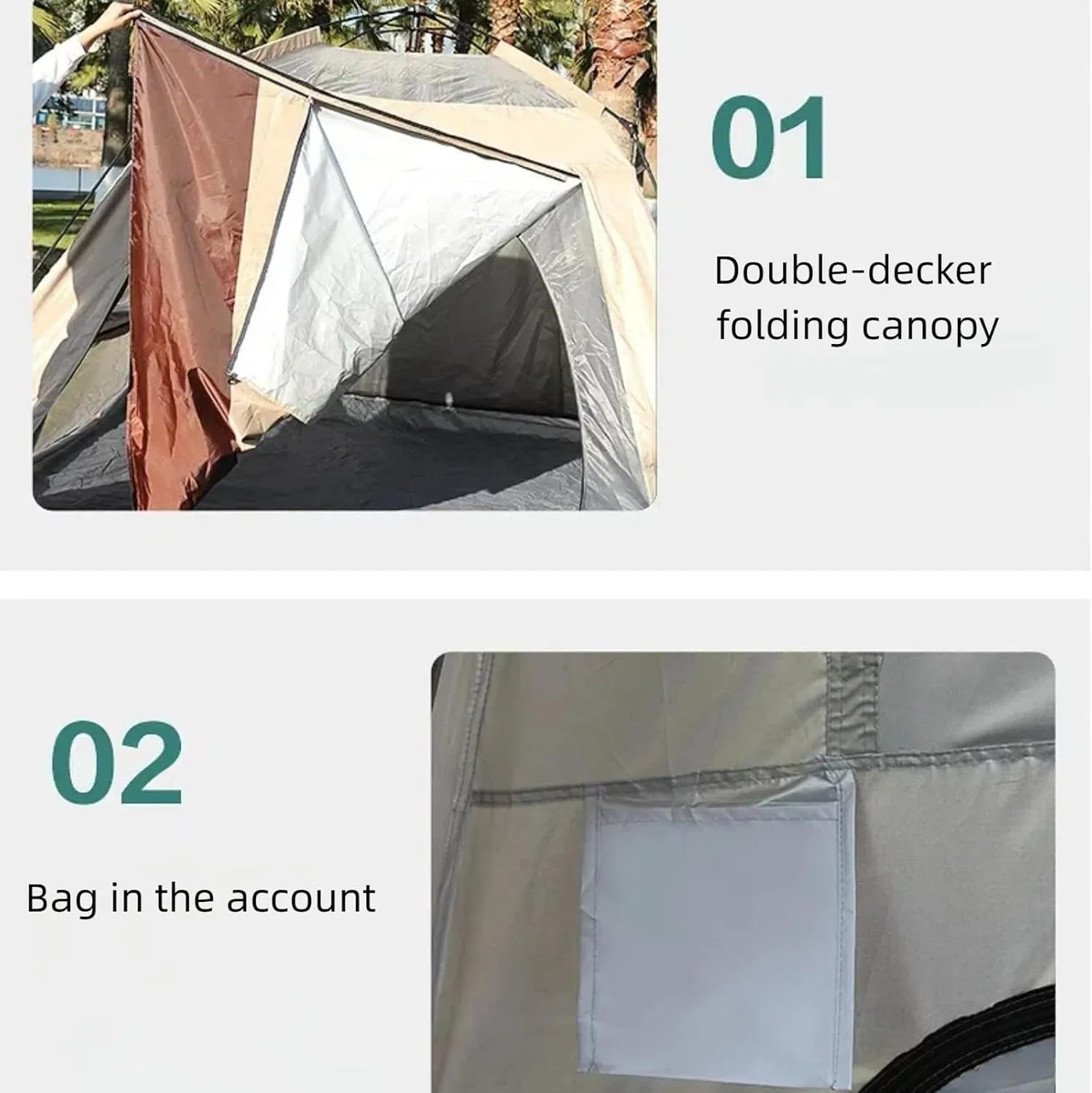 Camping Tent, 4 Season Tent, Outdoor Camping Canopy 2-in-1 Portable Foldable, Automatic Quick Opening Park Camping Thickened Rain (8-10person)