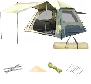 Camping Tent, 4 Season Tent, Outdoor Camping Canopy 2-in-1 Portable Foldable, Automatic Quick Opening Park Camping Thickened Rain (8-10person)