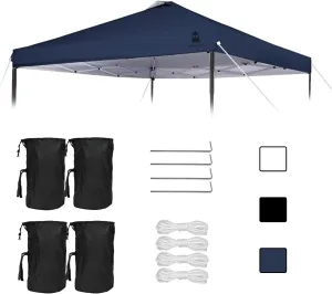 Canopy Replacement Top Cover, Sunshade Top Covers for Pop Up 10x10 Canopy Gazebos Tent, Canopy Tent Cover with Vent Ropes, Windproof Drawstring (Navy, 120"x120" (Top Only))