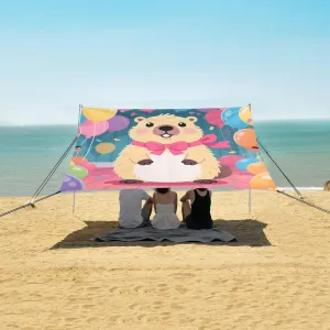 Capybara Birthday Balloons Beach Camping Tent Sun Shelter for Whole Family, Beach Shade Canopy with UPF50  UV Protection,Easy Set Up and Carry,Outdoor Shade for Trips, Fishing, Backyard Fun Pic
