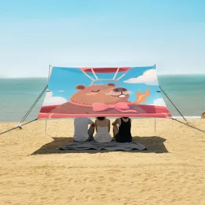 Capybara Hot Air Balloon Beach Camping Tent Sun Shelter for Whole Family, Beach Shade Canopy with UPF50  UV Protection,Easy Set Up and Carry,Outdoor Shade for Trips, Fishing, Backyard Fun Picni