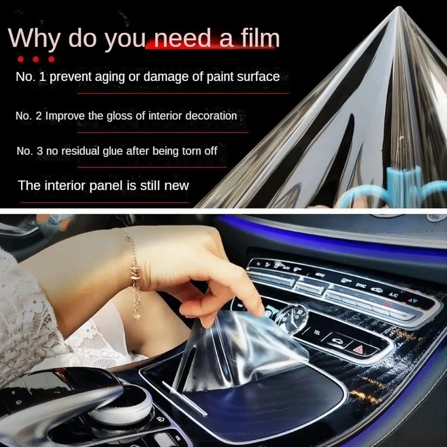 Car Center Console Gear Shift Panel TPU Protective Film for Porsche Panamera LWB 2015-2016