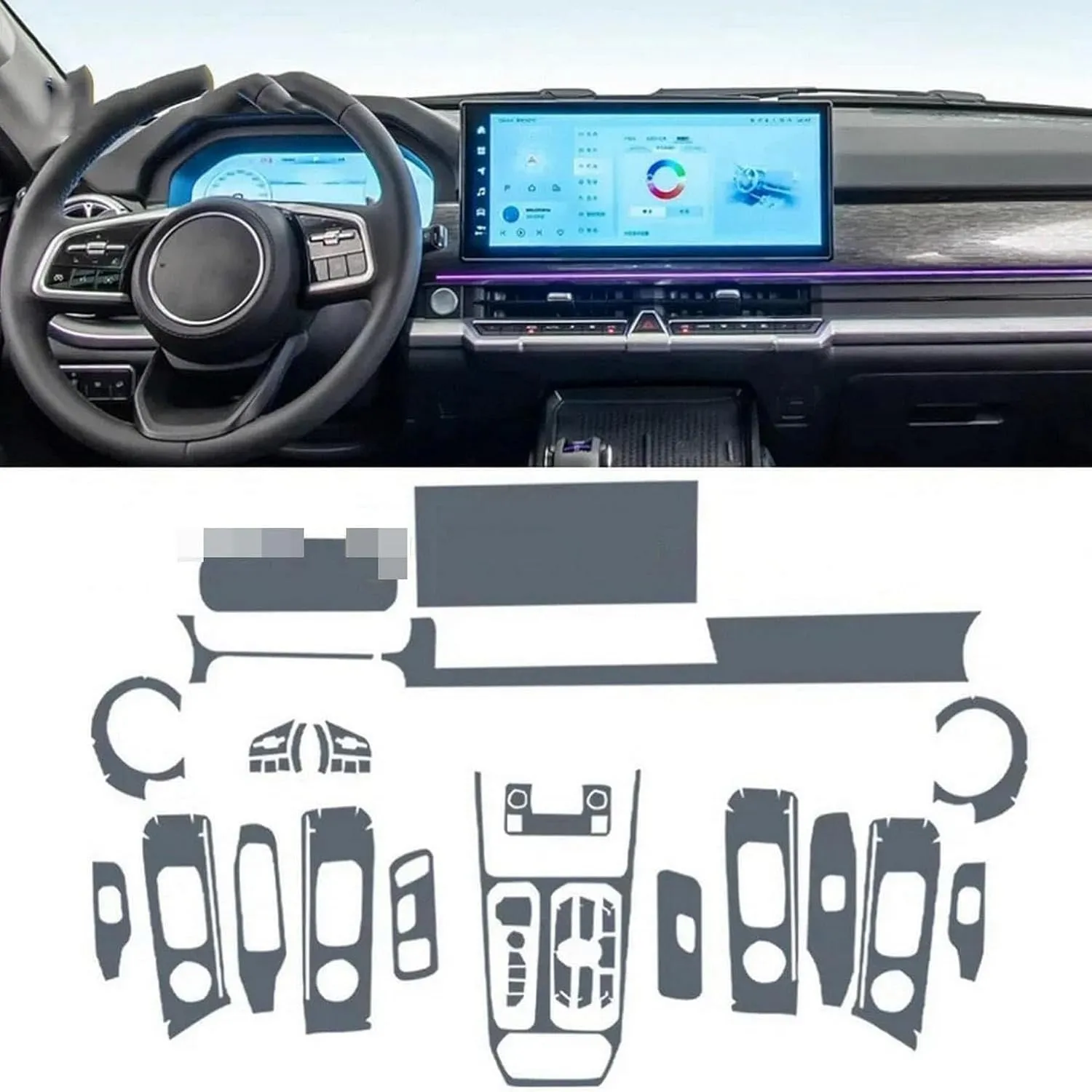 Car Interior Center Console Anti-Scratch TPU Transparent Protective Film Shift Position Piano Board Film for GWM Tank 400 2023-2024