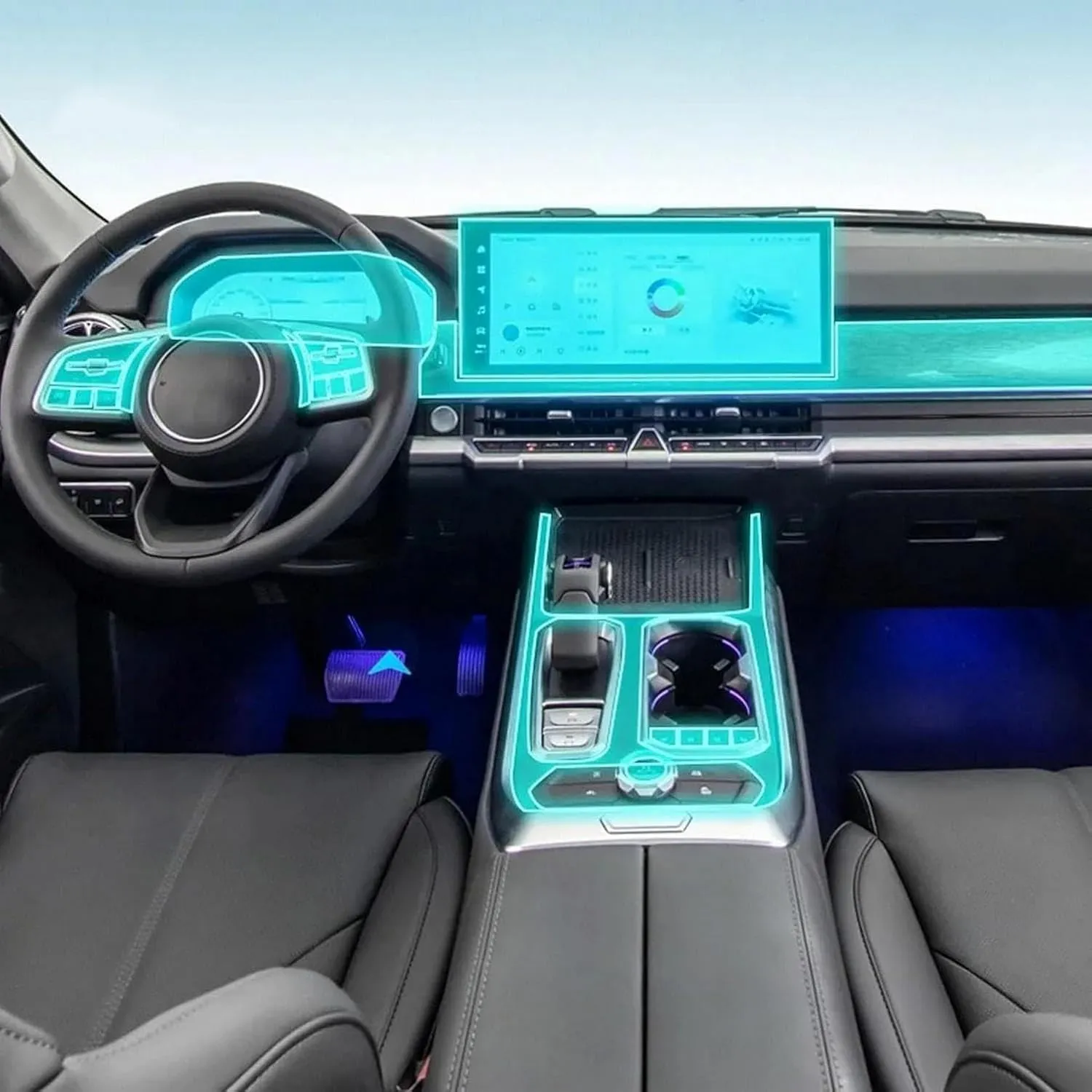 Car Interior Center Console Anti-Scratch TPU Transparent Protective Film Shift Position Piano Board Film for GWM Tank 400 2023-2024