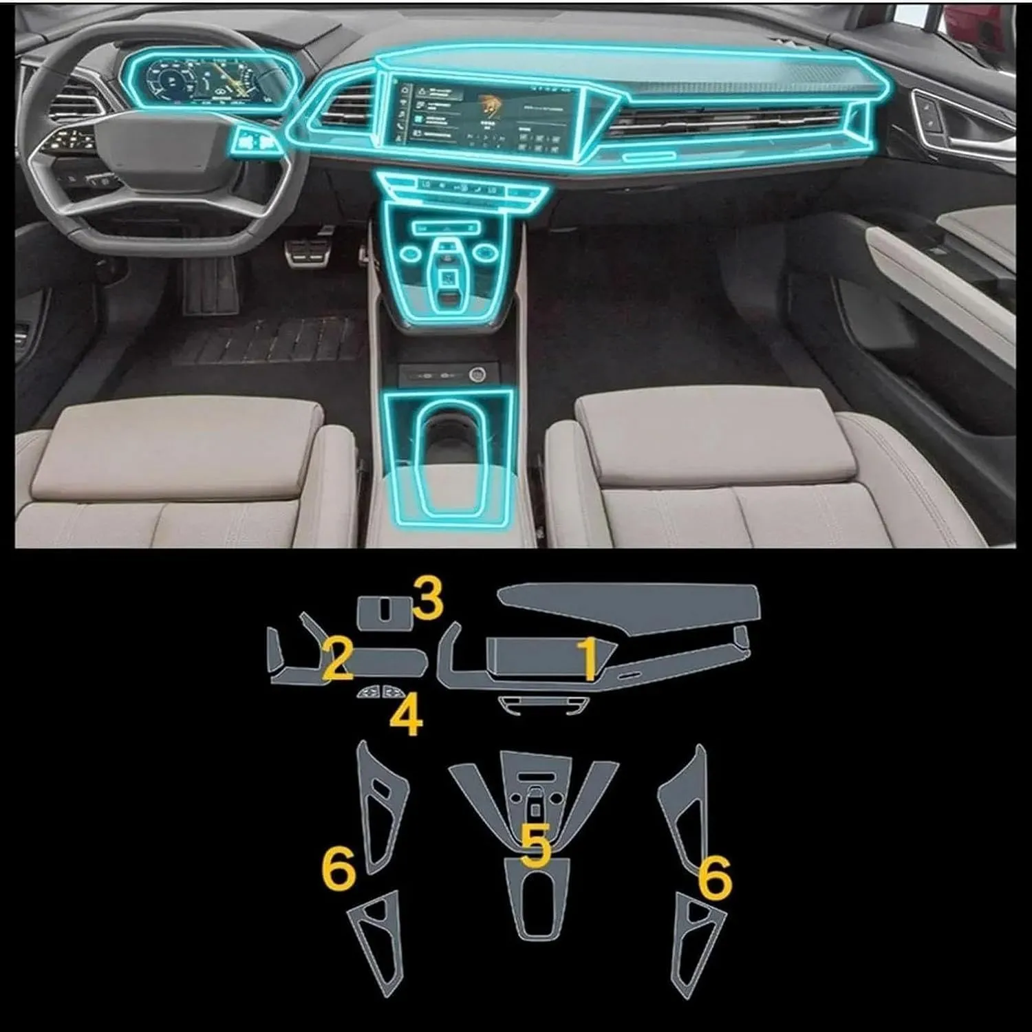Car Interior Center Console Anti-Scratch TPU Transparent Protective Film Shift Position Piano Board Film,for Audi Q5 e-tron 2022-2023