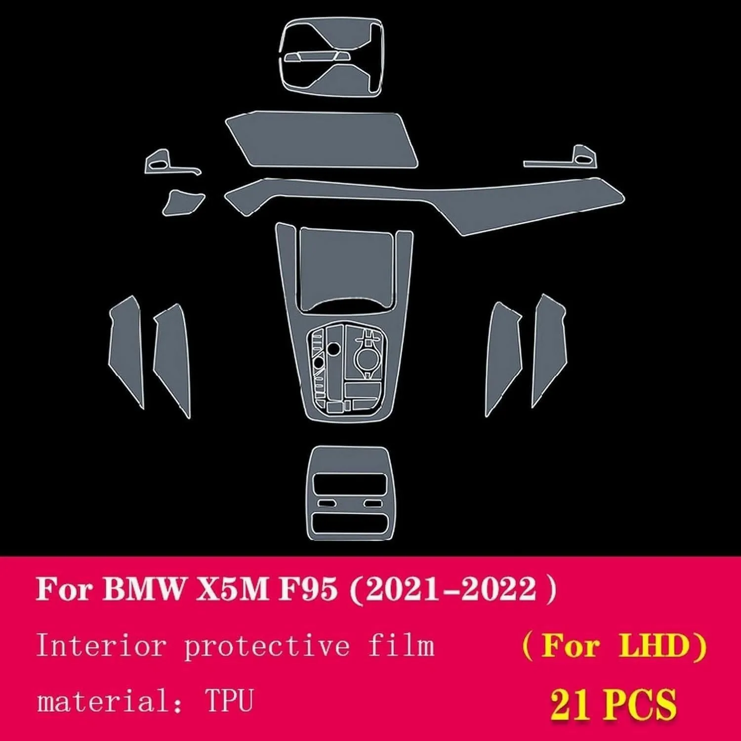 Car Interior Center Console Anti-Scratch TPU Transparent Protective Film Shift Position Piano Board Film,for BMW X5M F95 2021-2023