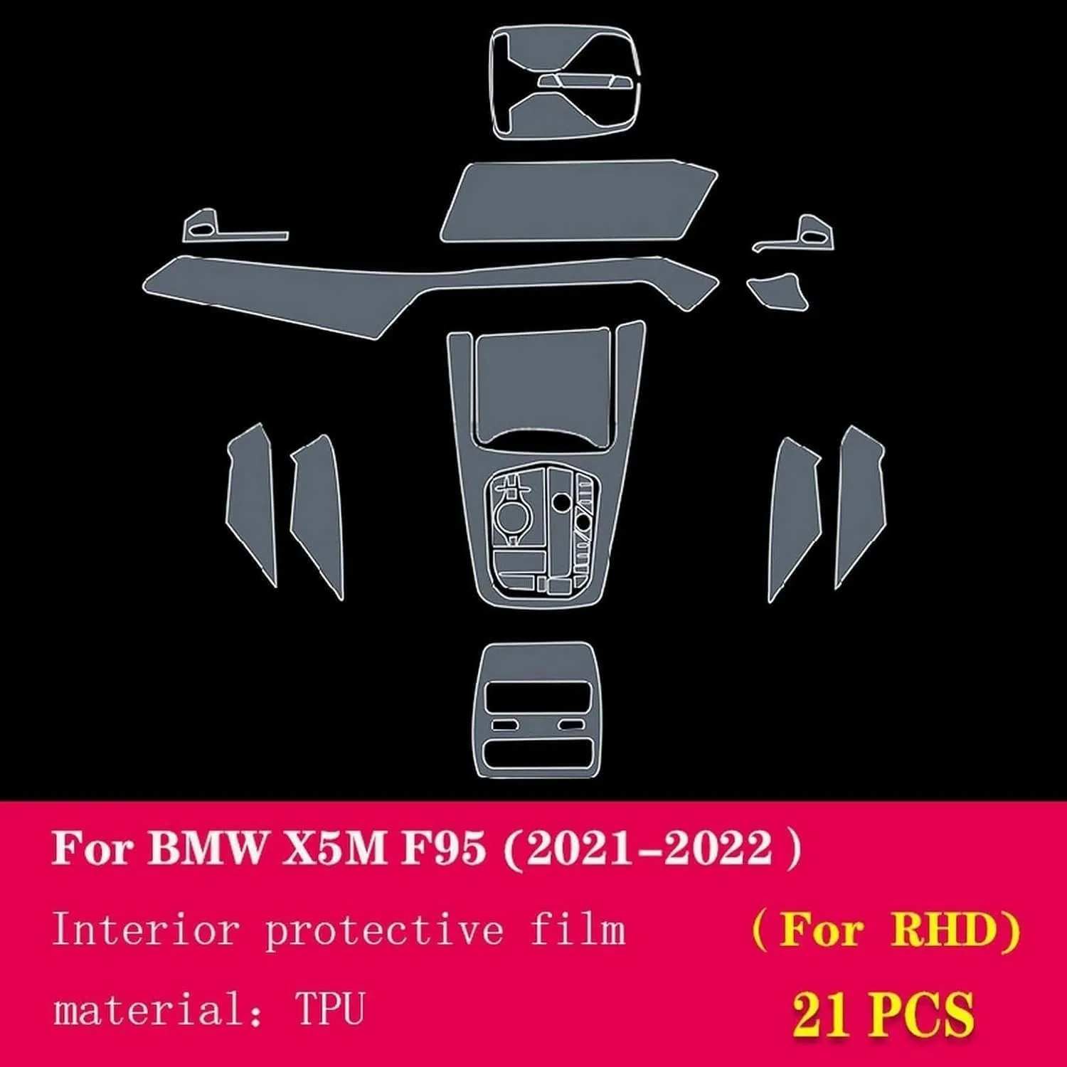 Car Interior Center Console Anti-Scratch TPU Transparent Protective Film Shift Position Piano Board Film,for BMW X5M F95 2021-2023