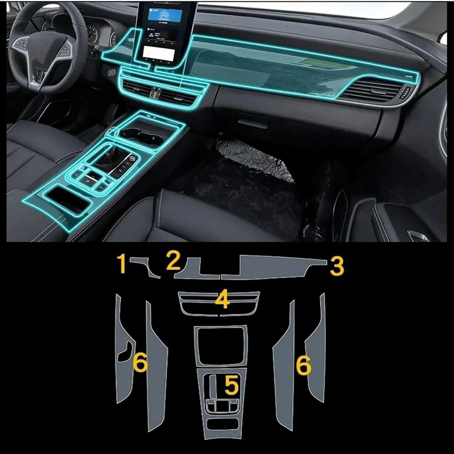 Car Interior Center Console Anti-Scratch TPU Transparent Protective Film Shift Position Piano Board Film,for BYD Son MAX 2019-2023