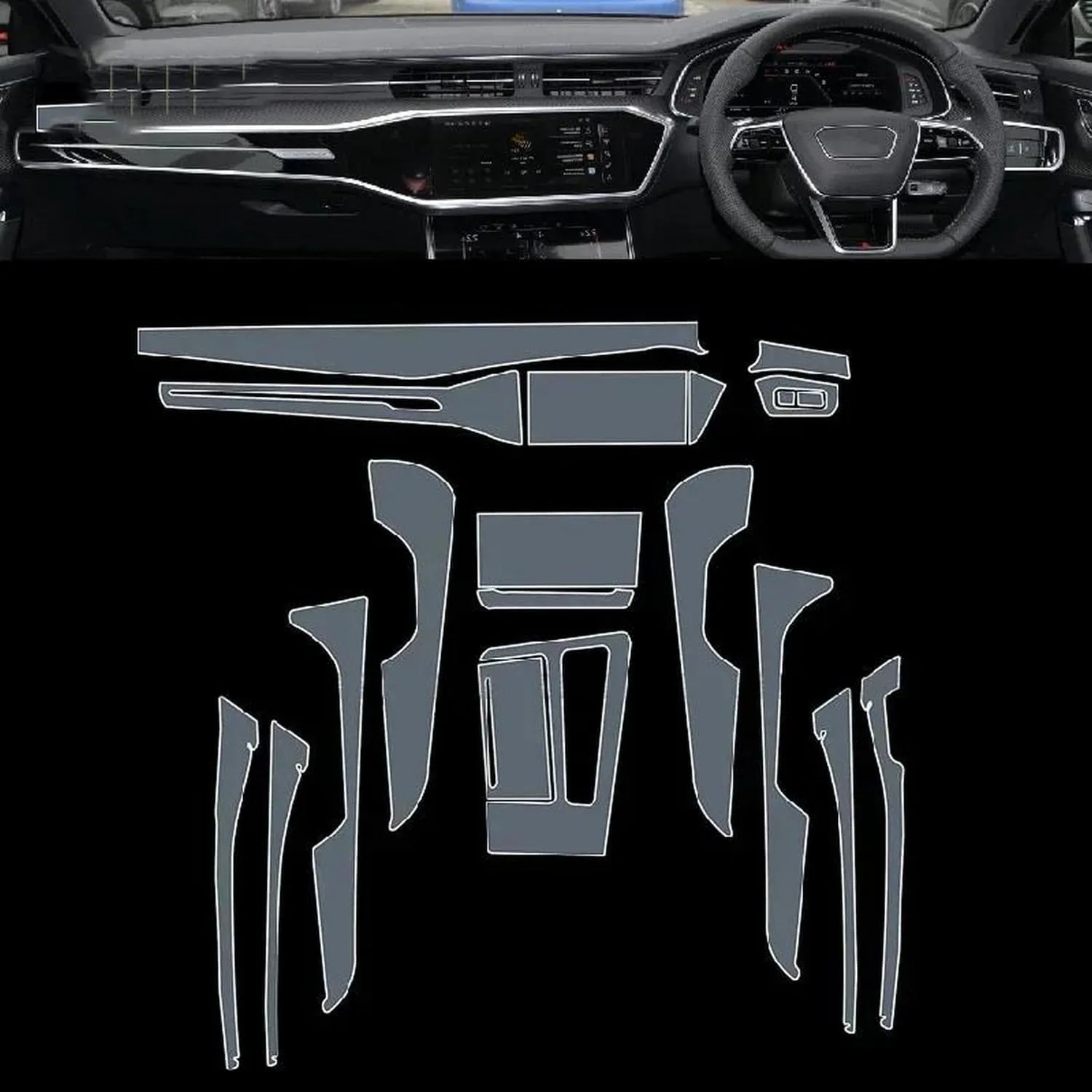 car Interior Transmission Panel TPU Protective Film Center Console Scratch Resistant PPF ， for Audi S6 RS6 19-2024 ﻿