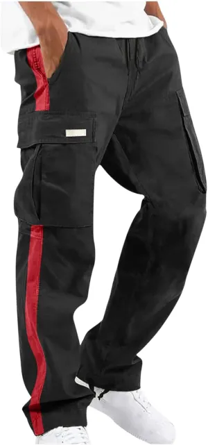 Cargo Pants for Men Relax Fit Elastic Waist Drawstring Pants Fishing Travel Outdoor Stretch Trousers with Pockets
