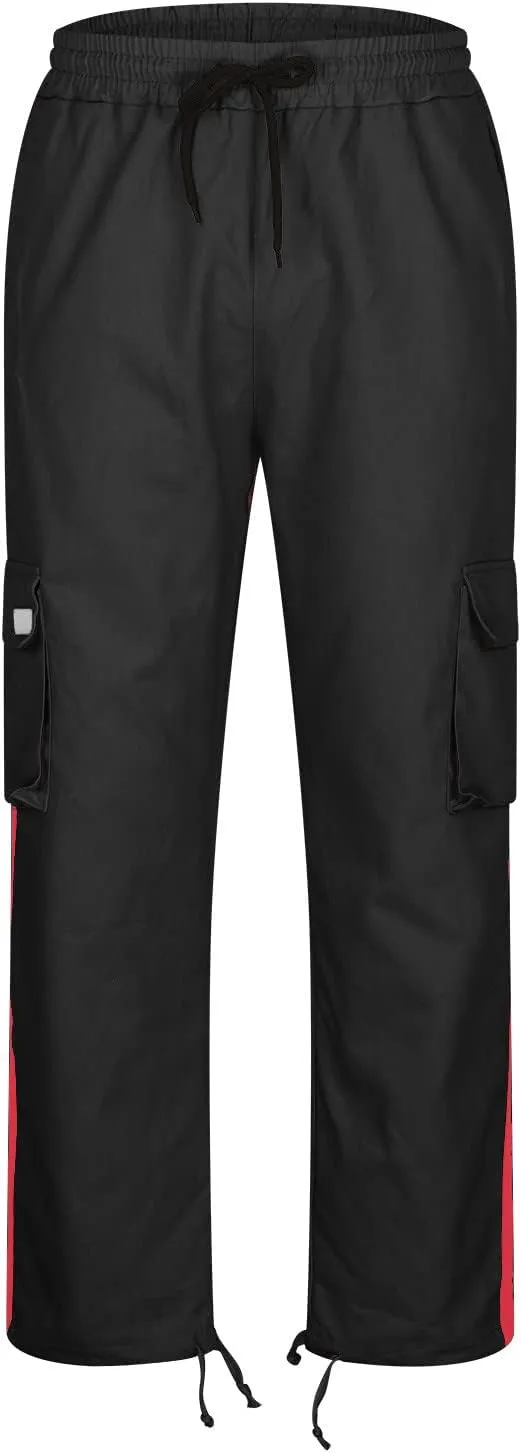 Cargo Pants for Men Relax Fit Elastic Waist Drawstring Pants Fishing Travel Outdoor Stretch Trousers with Pockets