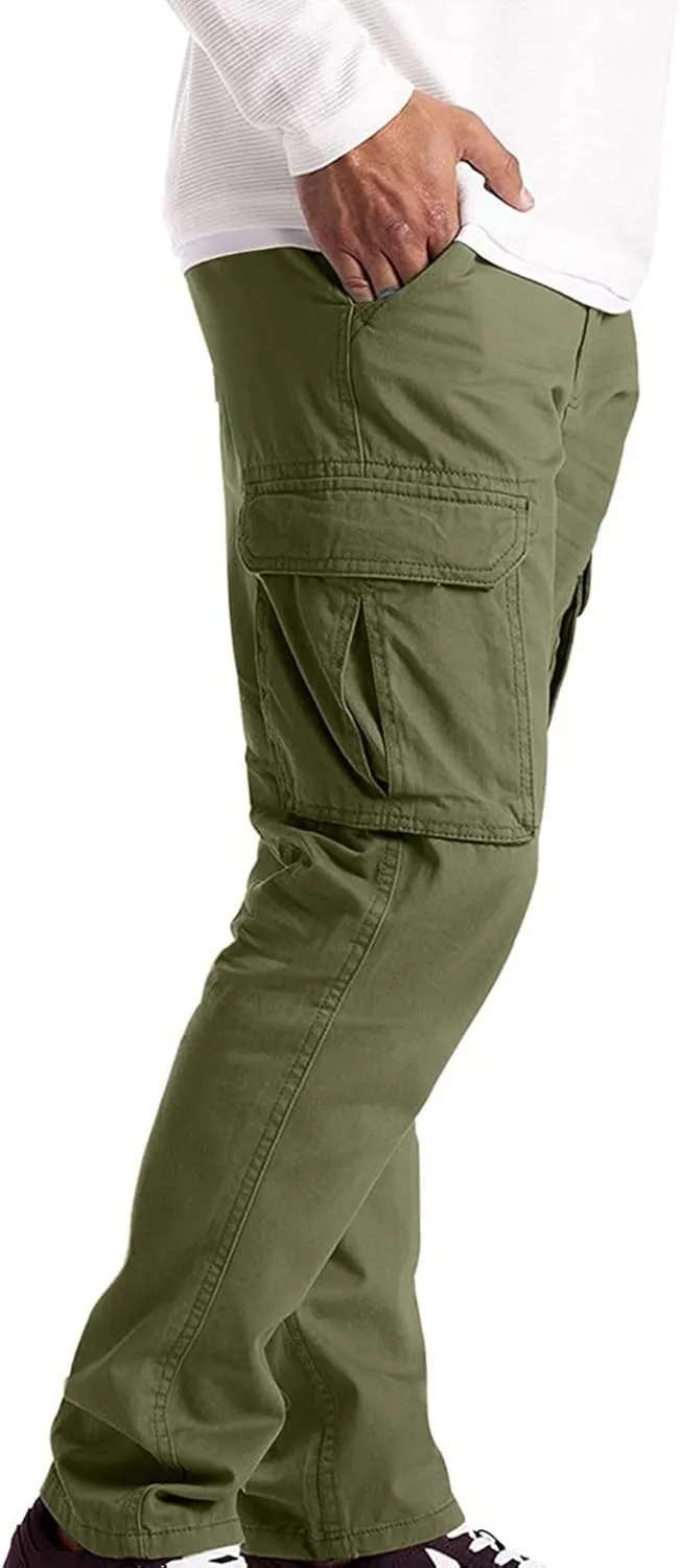 Cargo Pants for Men Tactical Jogging Pants Baggy Wide Leg Sweatpants Elastic Waist Jogger Pant with Multi Pockets