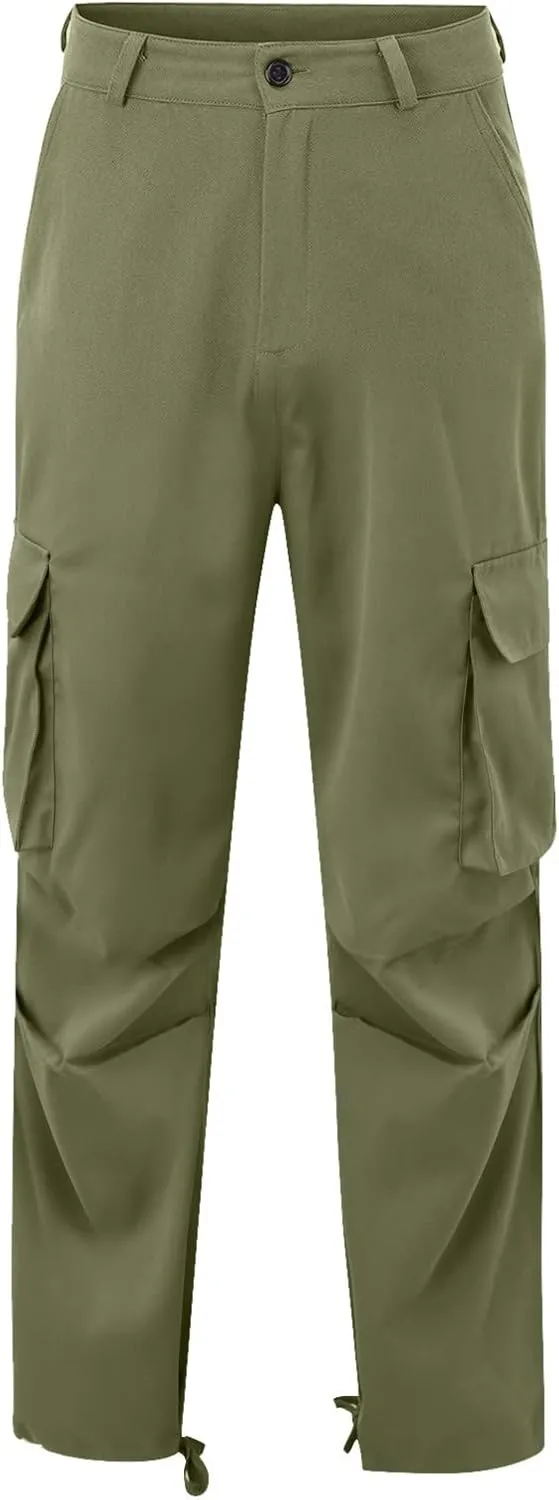 Cargo Pants for Men Tactical Jogging Pants Baggy Wide Leg Sweatpants Elastic Waist Jogger Pant with Multi Pockets
