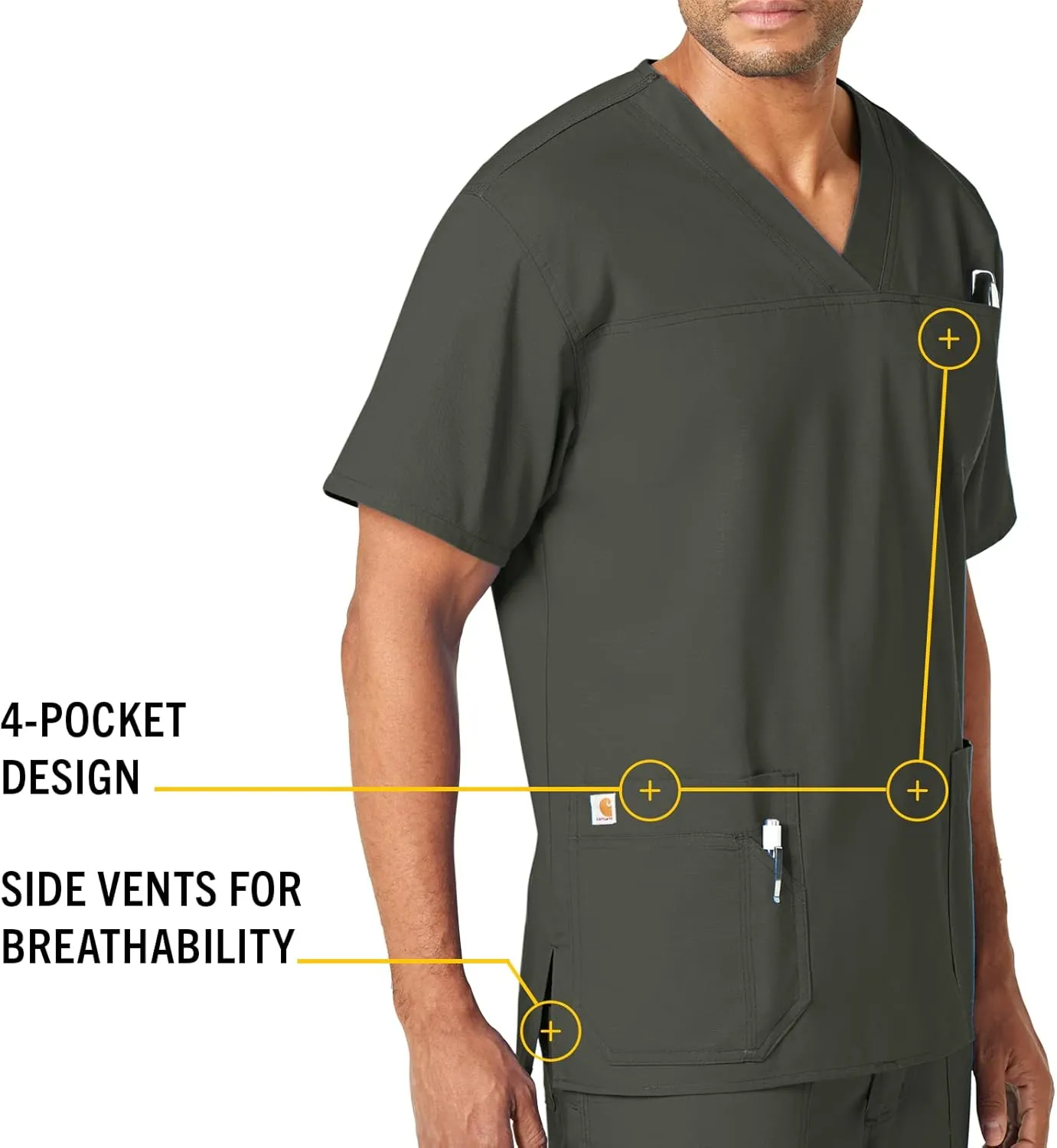 Carhartt Men's Ripstop Multi-Pocket Scrub Top