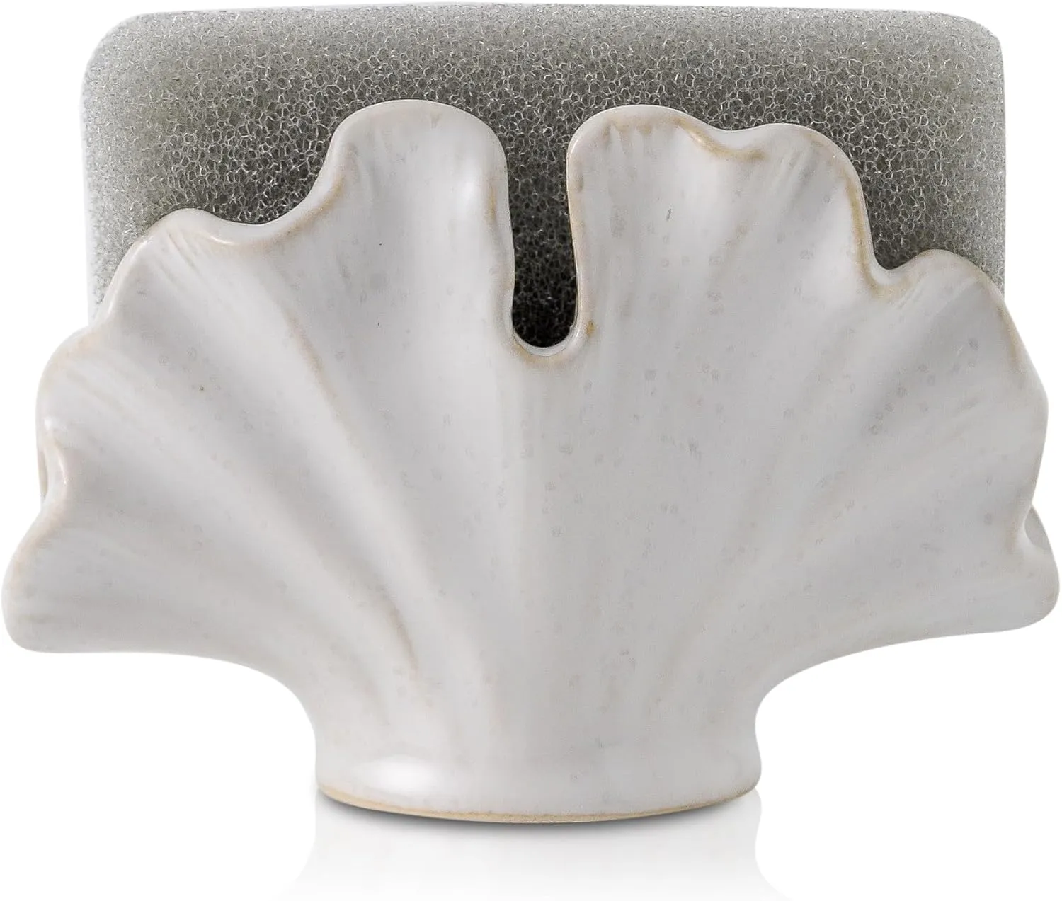 Ceramic Sponge Holder,Sponge Holder for Kitchen Sink,Compact Sink Caddy Organizer-Scouring Pad and Dish Sponge Holder,Farmhouse Kitchen Decor Cute Kitchen Gadgets Accessories(White)