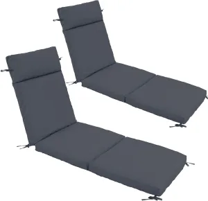 Chaise Lounge Cushion 72x21x3 Inch – Set of 2 Outdoor Lounge Chair Cushions, Lounger Pad Replacement with Fade-Resistant, Removable & Machine-Washable Covers, Ideal for Patio Chaise Chairs, Dark Grey