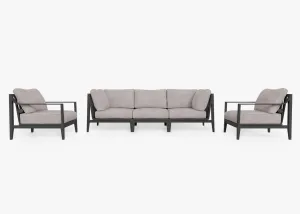 Charcoal Aluminum Outdoor Sofa with Armless Chairs - 5 Seat By Outer