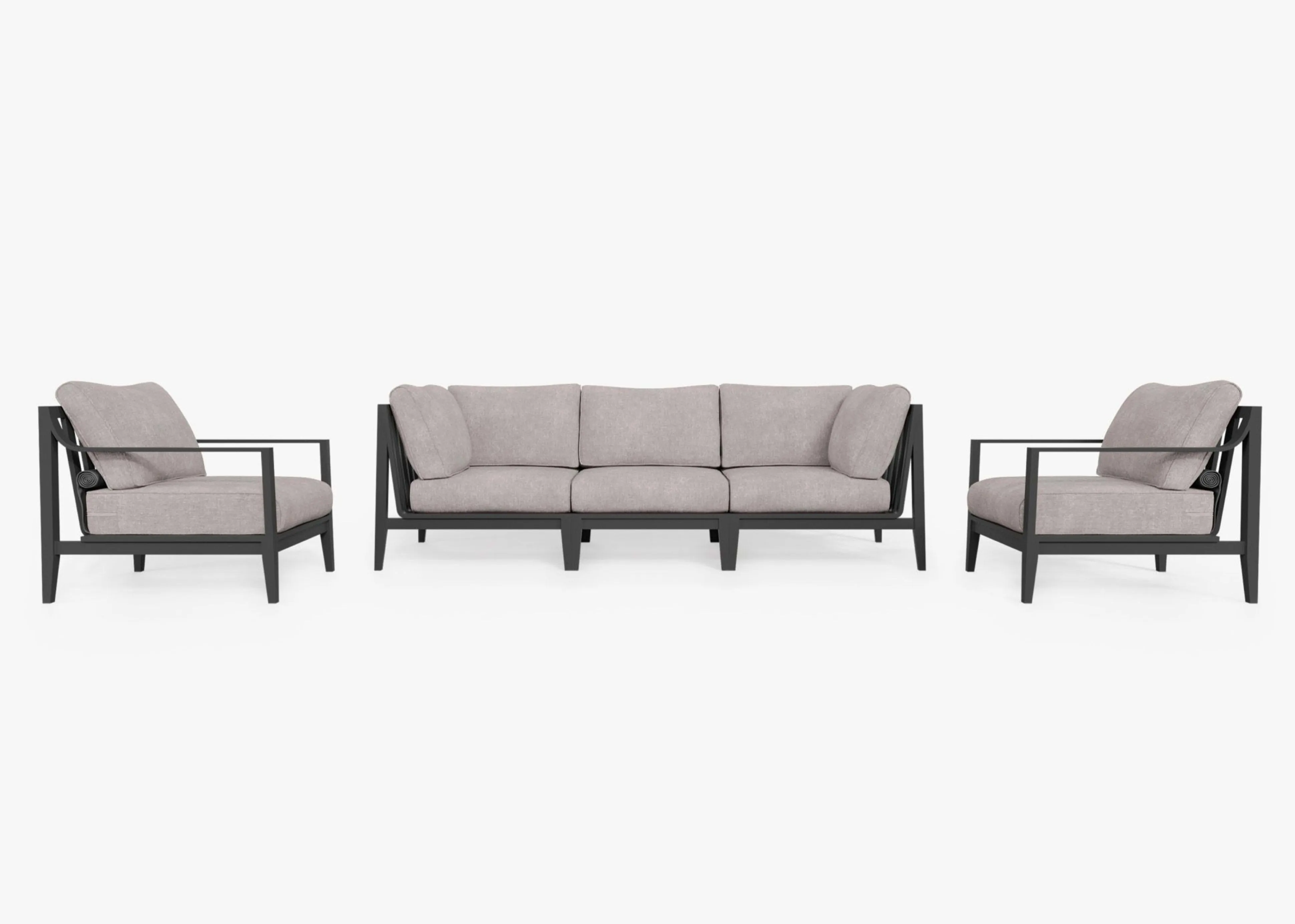 Charcoal Aluminum Outdoor Sofa with Armless Chairs - 5 Seat By Outer