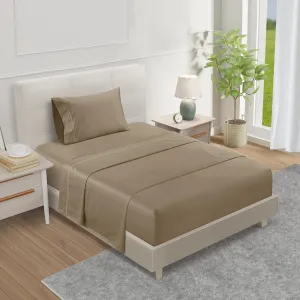 CHATEAU HOME COLLECTION Twin Sheet Set, 1000 Thread Count Sheets Twin Size Cotton, Deep Pocket Twin Sheets Cotton Bedding Sheets & Pillowcases(Upto 17"), 3 Piece Sateen Weave Luxury Bed Sheets, Taupe