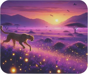 Cheetah Chasing Fireflies Mouse Pad 9x8 Inch with Rubber Base for Adults