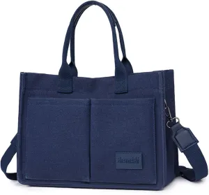 Cherry Tote Bag for Women Canvas Patched Purse Cute Shoulder Bag Multi-Pocket Satchel Handbag for work travel