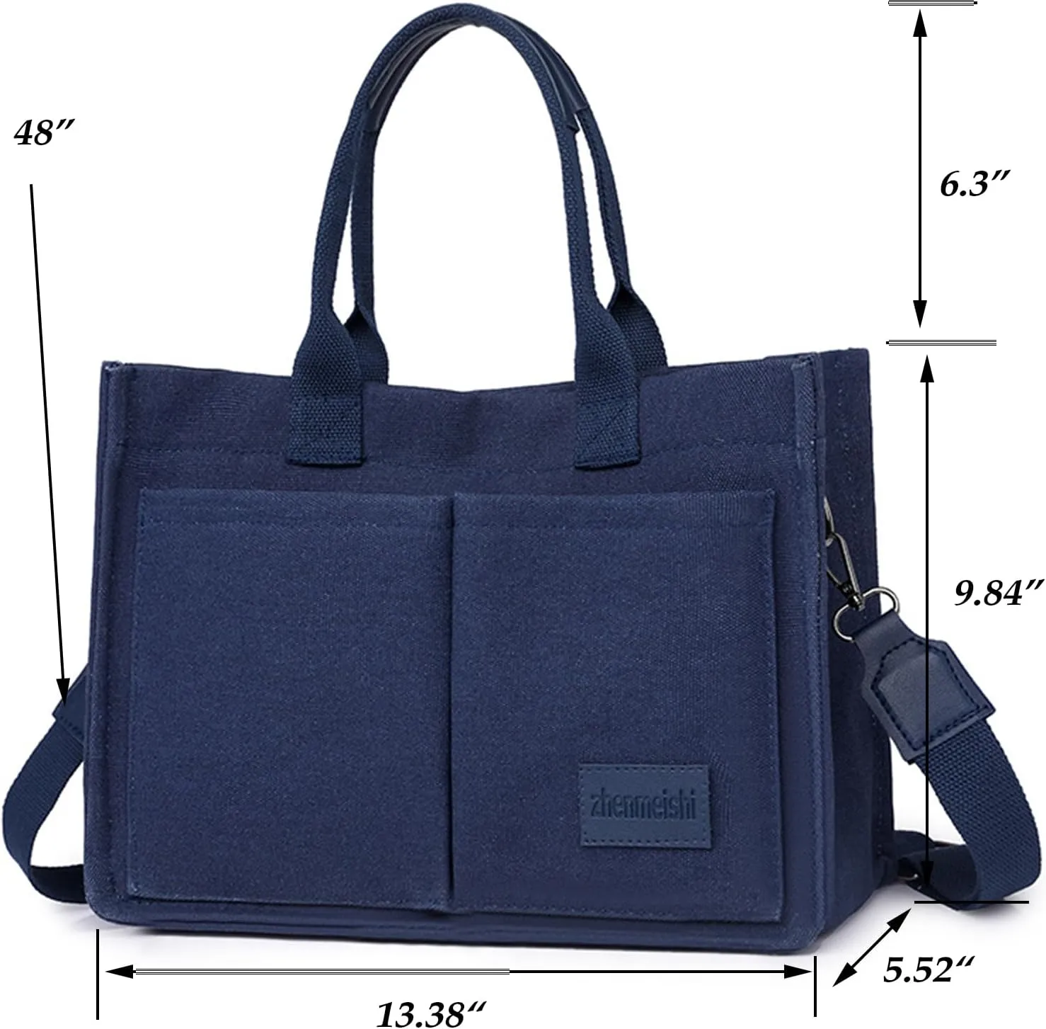 Cherry Tote Bag for Women Canvas Patched Purse Cute Shoulder Bag Multi-Pocket Satchel Handbag for work travel
