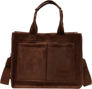Cherry Tote Bag for Women Canvas Patched Purse Cute Shoulder Bag Multi-Pocket Satchel Handbag for work travel