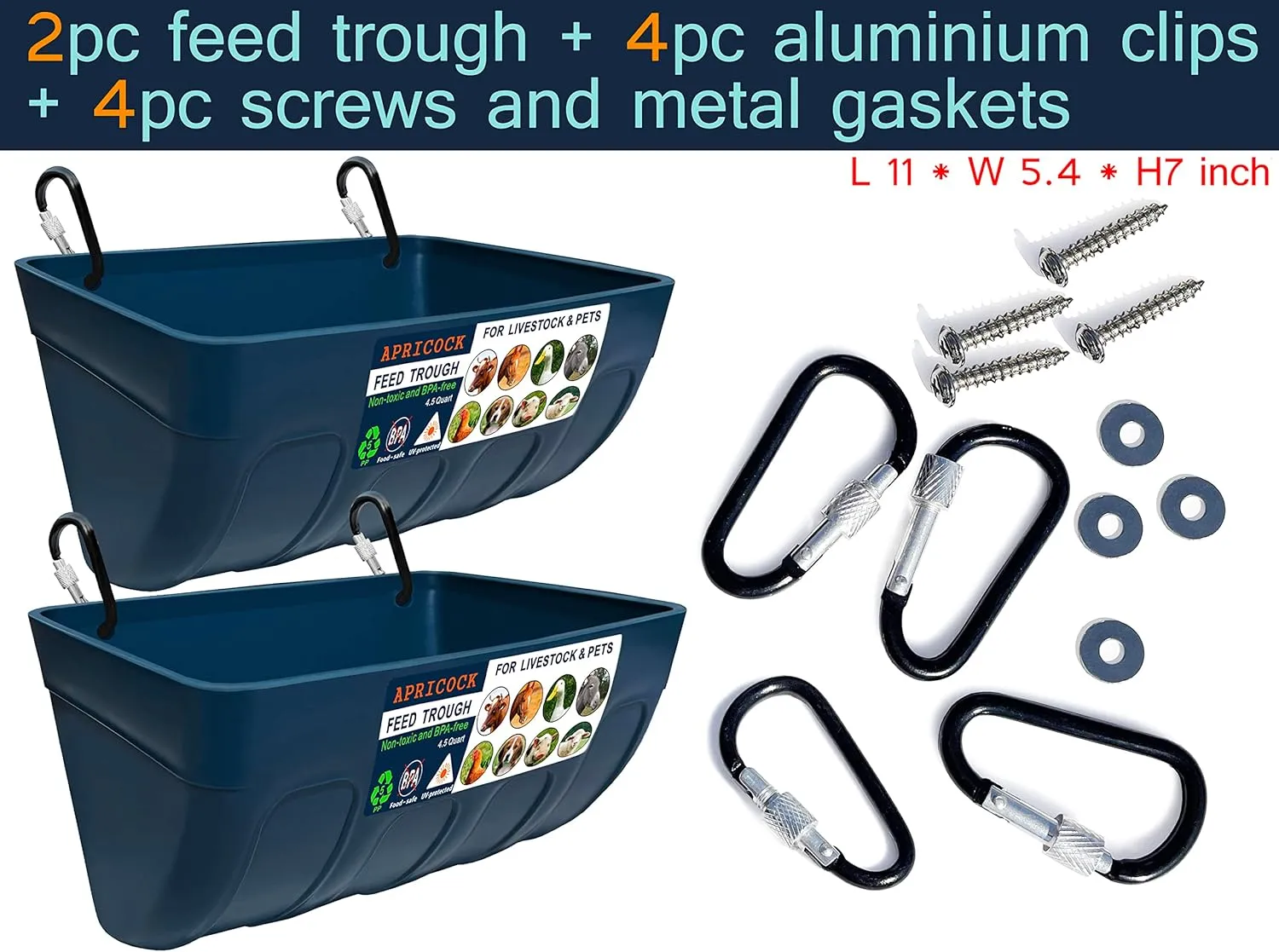 Chicken Feeder Waterer, Goat Feeder - 2 Pack, 5.5 Quart, for Goats Chickens Duck Sheeple Dogs Piglets Deers Gooses, Turkeys, Goat Supplies(Appearance Patent Product)