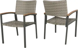 Christopher Knight Home Emma Outdoor Wicker Dining Chair with Aluminum Frame (Set of 2), Gray