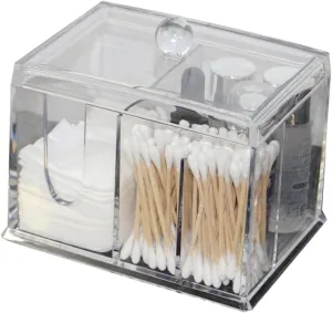 CLISPEED Transparent Cosmetic Cotton Storage Box Swab Holder Cotton Pads Organizer Delicate Lid Design for Cleanliness Compact for Daily Essentials Easy Access Bi Weekly Use
