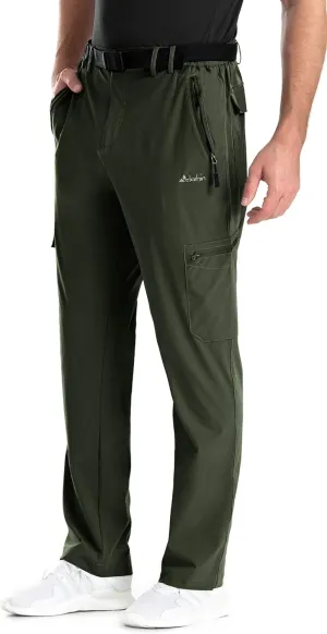 clothin Men's Elastic-Waist Travel Pant Stretchy Lightweight Pant Multi-Pockets Quick Dry Breathable