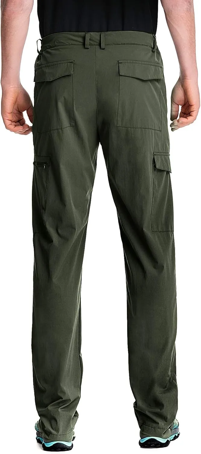 clothin Men's Elastic-Waist Travel Pant Stretchy Lightweight Pant Multi-Pockets Quick Dry Breathable