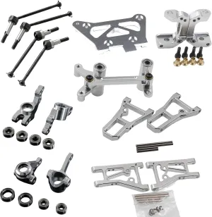 CNC Aluminum 1/10 RC Car HPI RS4 3 Evo Nitro Suspension Arms,C Hubs,Steering,Driveshaft Set Upgrade Part (Silver)