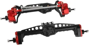 CNC Metal Front and Rear Portal Axles for 1/10 RC Crawler Car Axial SCX10 III AXI03006 AXI03007 Wrangler JL AR45 Axle Upgrade Part (red)