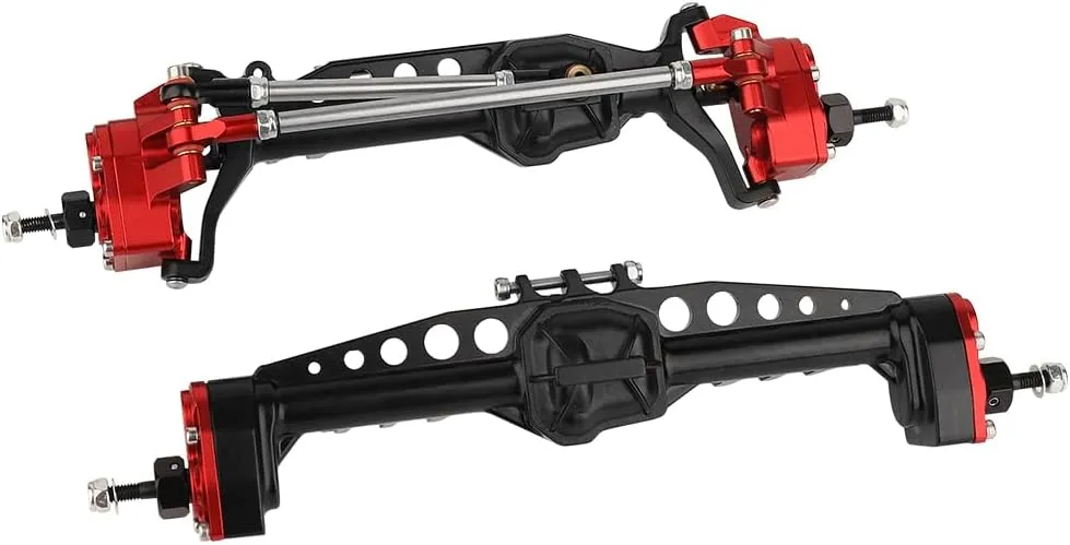 CNC Metal Front and Rear Portal Axles for 1/10 RC Crawler Car Axial SCX10 III AXI03006 AXI03007 Wrangler JL AR45 Axle Upgrade Part (red)
