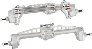 CNC Metal Front and Rear Portal Axles for 1/10 RC Crawler Car Axial SCX10 III AXI03006 AXI03007 Wrangler JL AR45 Axle Upgrade Part (Silver)