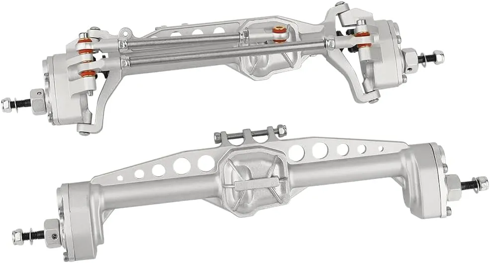 CNC Metal Front and Rear Portal Axles for 1/10 RC Crawler Car Axial SCX10 III AXI03006 AXI03007 Wrangler JL AR45 Axle Upgrade Part (Silver)