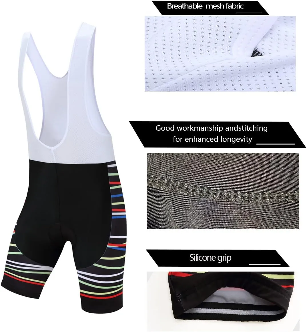 Coconut Ropamo CR Men's Cycling Jersey Set Road Bike Jersey Zipper Pocket Bib Shorts with 4D Padded Cycling Clothing Set