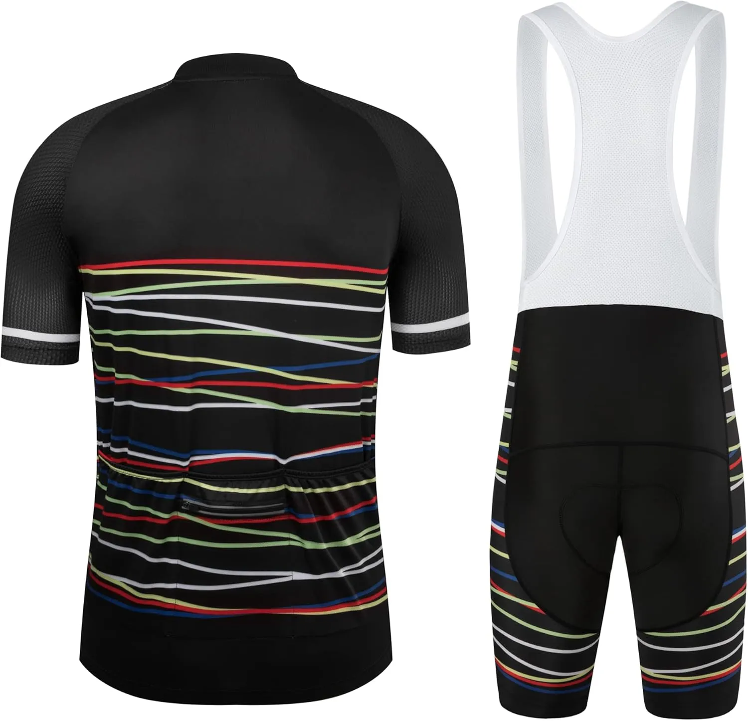Coconut Ropamo CR Men's Cycling Jersey Set Road Bike Jersey Zipper Pocket Bib Shorts with 4D Padded Cycling Clothing Set