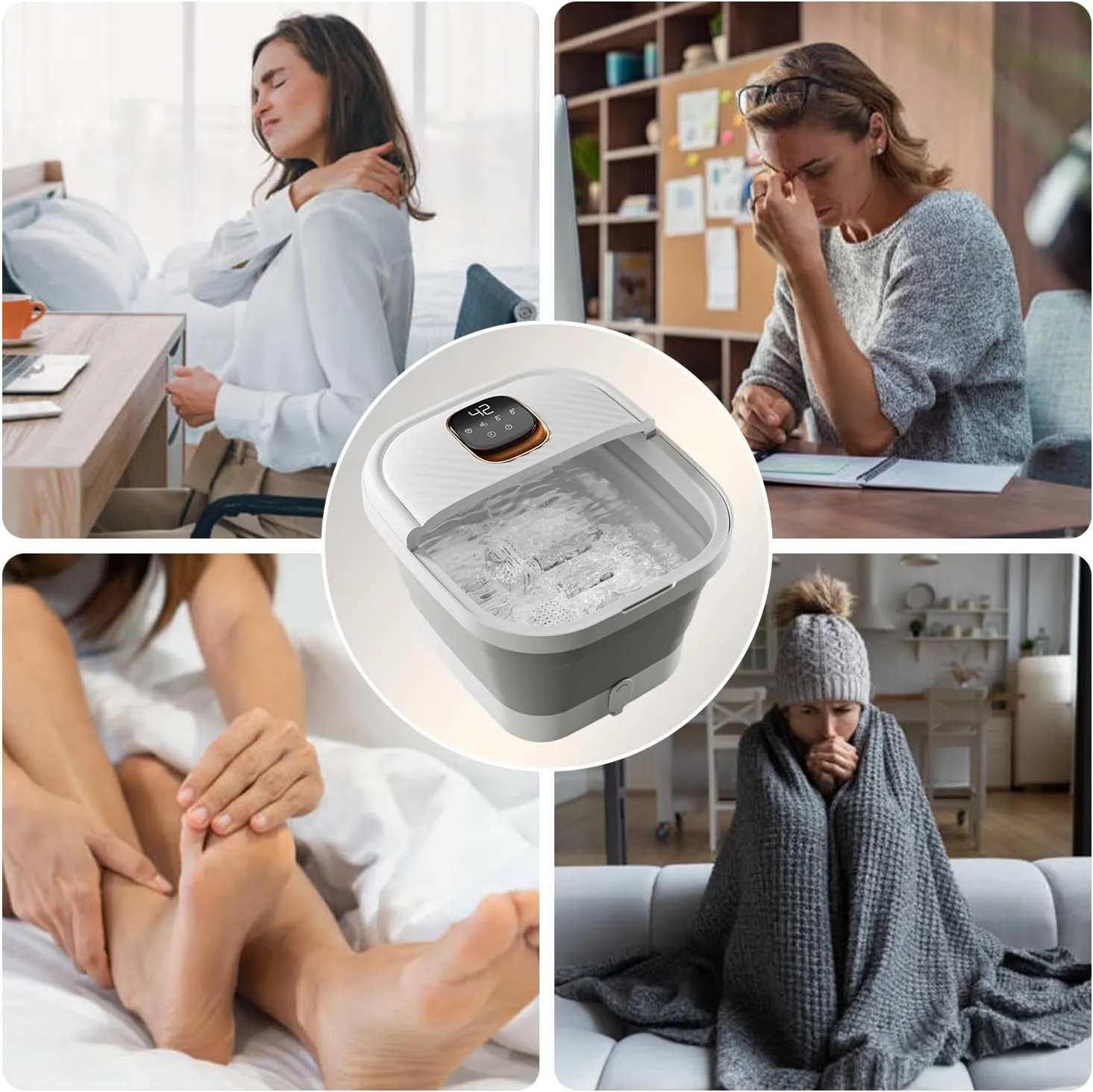 Collapsible Foot Spa with Heat, Touchscreen, Foldable Foot Bath Massager with Temperature Control, Foot Massage Rollers, Pedicure Foot Spa for Home, Office, Relaxation, Valentines Gift for Men & Women