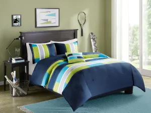 Comfort Spaces Casual Comforter Set Sporty Design, Vibrant Color, Active Lifestyle Boys Bedroom Décor, All Season Soft Microfiber Bedding Set, Decorative Pillow, Sham Navy/Blue Twin/Twin XL 3 Piece