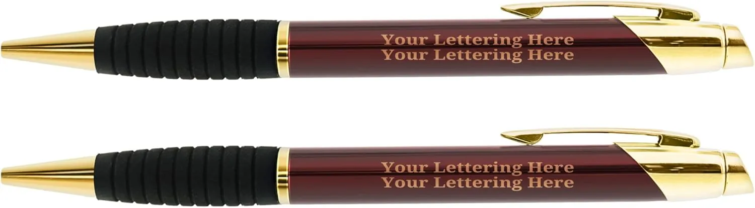 Congratulations Gifts Custom Text Pen Gift Set Engraved Burgundy Rotating 2-Pack Custom Pen Gift Set