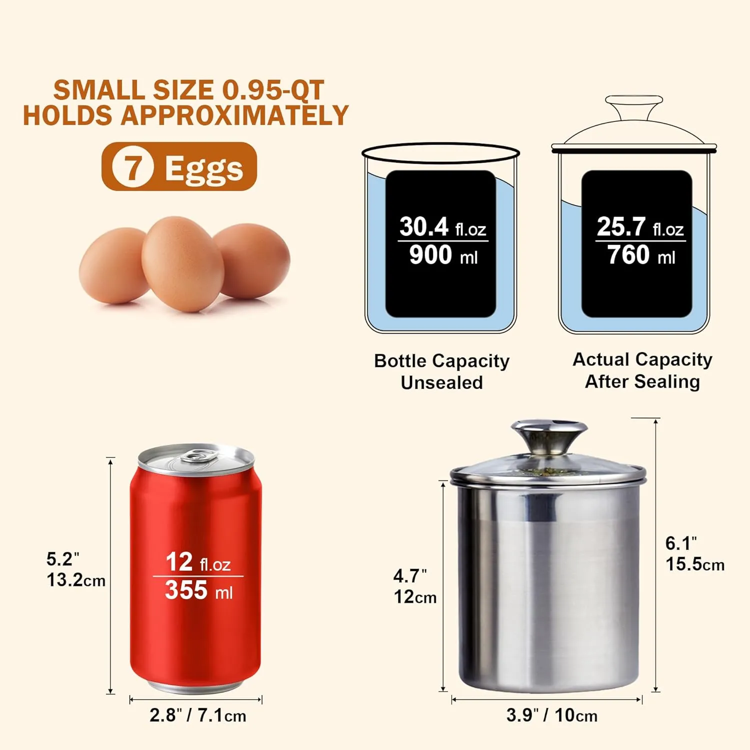 Cooks Standard Stainless Steel Food Jar Storage Canister Set Medium 4-Piece, 0.95qt/1.6qt/2.5qt/3.5qt Airtight Containers with Glass Lid for Tea Coffee Sugar Flour