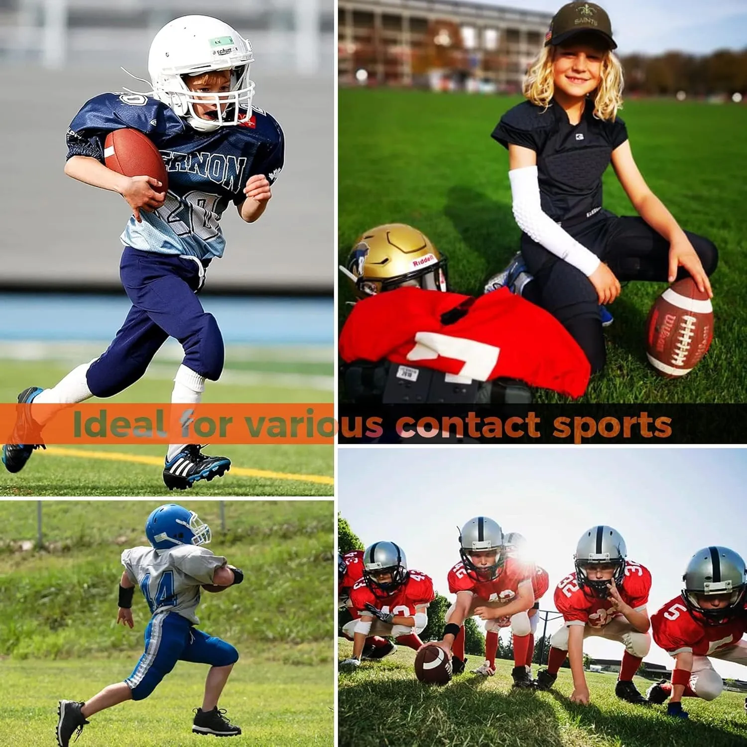 COOLOMG Youth Boys Football Girdle Padded Shorts/Leggings with Crotch Pocket,Integrated Hip,Tailbone,Thigh Pads Girdles