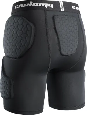 COOLOMG Youth Boys Football Girdle Padded Shorts/Leggings with Crotch Pocket,Integrated Hip,Tailbone,Thigh Pads Girdles