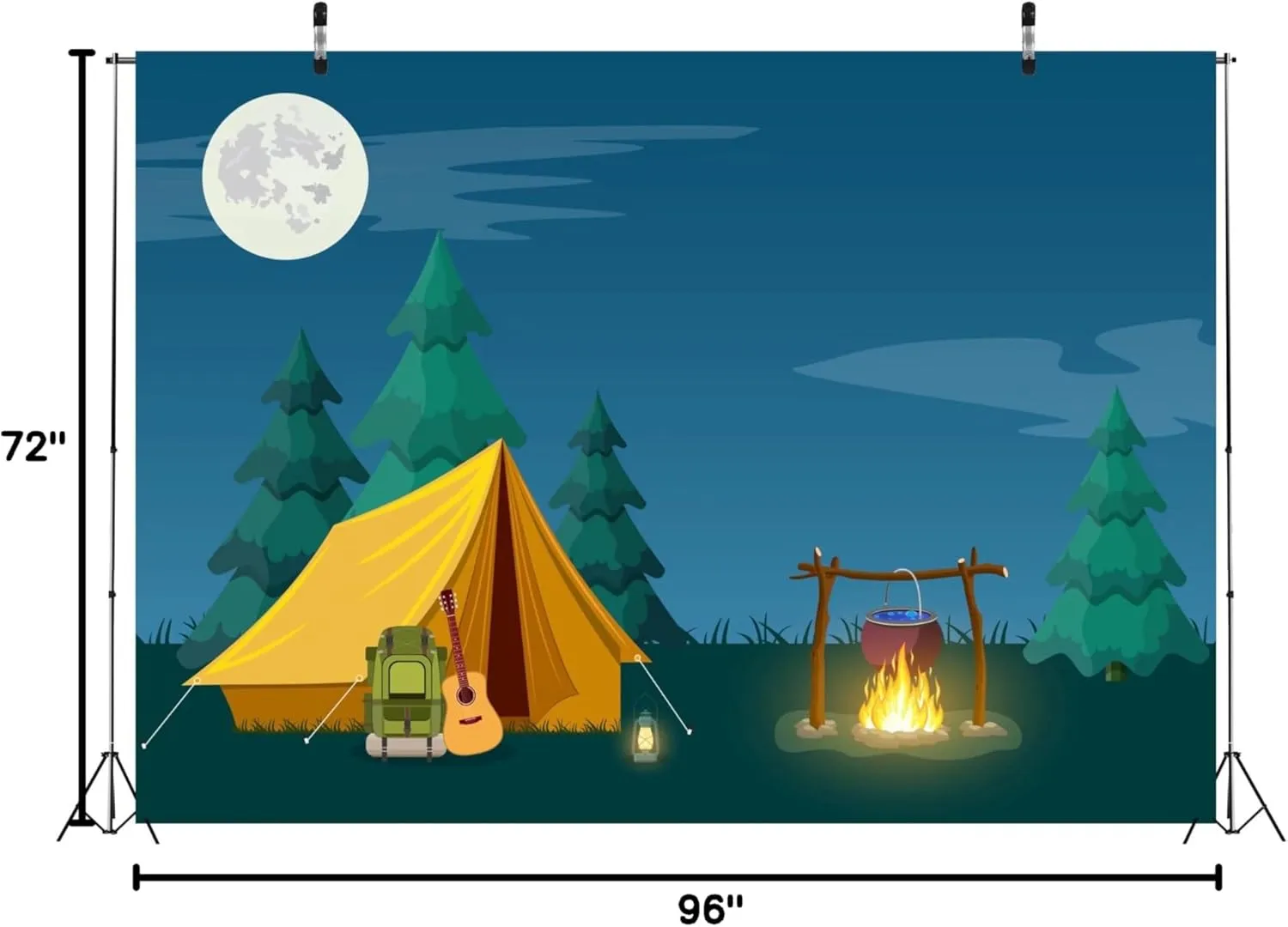 CORFOTO Fabric 8x6ft Camp Backdrop Night Forest Campfire Tent Hiking Trip Photo Booth Banner Camping Themed Birthday Party Decorations Photography Frame Props Kids Bedroom Polyester Wallpaper