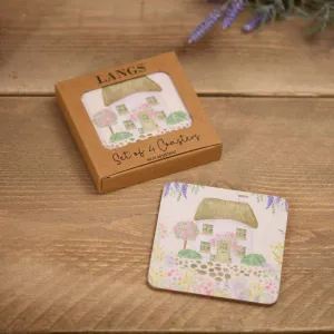 Cottage Garden Scene Heat Resistant Coaster Box Of 4 - Multi