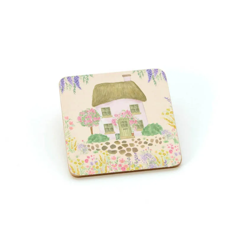 Cottage Garden Scene Heat Resistant Coaster Box Of 4 - Multi