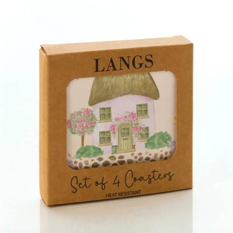 Cottage Garden Scene Heat Resistant Coaster Box Of 4 - Multi